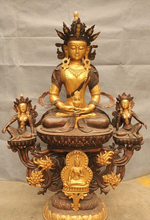 Xd 002847 39 "tibetano budismo tibetano em bronze dourado amitayus buda kwan-yin estátua 2024 - compre barato