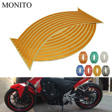 Roda da motocicleta quente adesivo 16 "17" 18 "decalques reflexivos aro fita tira para honda pcx 125 150 kawasaki versys 650 klz1000 z400 2024 - compre barato