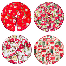 1PCS New Christmas Tree Skirt Cloth Fabric Printed Santa Claus Flower Pattern Christmas New Year Decoration Cartoon Tree Skirt 2024 - buy cheap