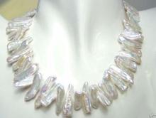 Encantadora de boda cumpleaños joyería, Perla de forma anormal blanco collar de perlas de agua dulce de 17 pulgadas de señora de la moda de la joyería 2024 - compra barato