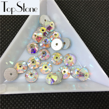 Glass Crystal Round Lochrose Sew On Stones Crystal AB/Clear Color Flatback one hole 3,4,5,6,8mm for Dress Making 2024 - buy cheap