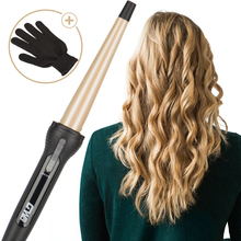 New Cone Golden Ceramic Coated Plate Professional Tapered Curling Iron Electric Hair Curler Magic Curling Wand Hair Styler Waver 2024 - buy cheap