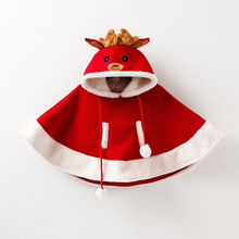 Флисовая накидка с рисунком красного лося, Детская куртка, плотная верхняя одежда для девочек, зимняя одежда, Детский костюм на Рождество, на возраст 2-6 лет 2024 - купить недорого