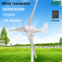 Gerador de turbina eólica de 300w/400w, 12v/24v, 3/5 lâminas, gerador horizontal de energia eólica para uso doméstico + controle de carregador eólico à prova d'água 2024 - compre barato