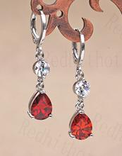 Pendientes Vintage con forma de gota de circonia en forma de lágrima para mujer, aretes de circonita en forma de lágrima, color rojo y blanco, fiesta de aniversario, boda, joyería a la moda 2024 - compra barato