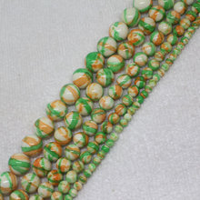 Mini. Order is $7! 4-12mm Green Orange Stripe Snow jades stones Jaspers Round DIY Jewelry Making Loose Beads 15" 2024 - buy cheap