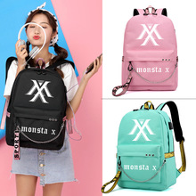 Рюкзак Monsta X want One Jisoo Lisa в Корейском стиле, школьные ранцы, дорожные сумки для ноутбука с цепью и USB-разъемом для наушников 2024 - купить недорого