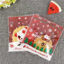 100Pcs/lot Santa Claus Cute Cartoon Gifts Bags Christmas Cookie Packaging Self-adhesive Plastic Bags For Biscuits Candy 5Z-HH206 2024 - buy cheap