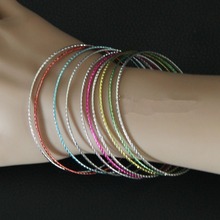 CirGen,Fashion Indian Style Multirow Rainbow Mix Color Metal Circles Cuff Bangle Bracelet Women Costume Jewelry Item,C38 2024 - buy cheap