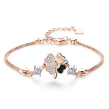 Utimtree Top Quality Box Chain Rose Gold Color Bracelet Clover Bracelet for Women Girl Cubic Zirconia Bracelets Bangles Jewelry 2024 - buy cheap