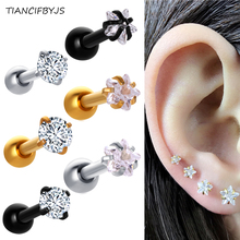 TIANCIFBYJS-pendientes de acero inoxidable para hombre, Piercings helicoidales de 16G para mujer, piercing de cartícula, Barbell CZ, joyería corporal de 3mm, gota 2024 - compra barato