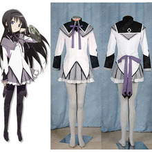 Puella Magi Madoka Magica Black long straight Fighting Clothes Akemi Homura Cosplay Costume Whole Set 2024 - buy cheap