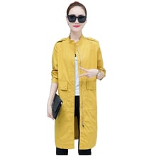 Casaco trench coat feminino semi-estação casual, casaco feminino corta-vento quente manga comprida médio folgado fino 2020 2024 - compre barato