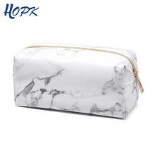 Ins Nordic Style Marble Zipper PU Leather Pencil Case for Girl Pencil Bag Marble Pattern Big Capacity Pencil Box School Supplies 2024 - buy cheap