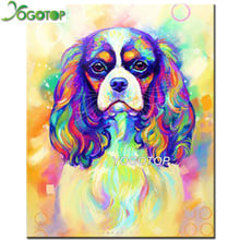 Yogotop pintura de diamantes redonda/quadrada completa diy com strass, cavalo king charles spaniel cachorro animal de estimação 5d bordado mosaico arte yy23 2024 - compre barato