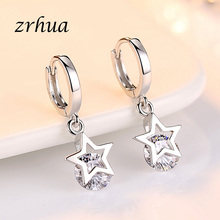 ZRHUA New Fashion Good Selling 925 Sterling Silver Star Earrings Accessories White Hoop Brincos For Women/Girls Wedding Jewelry 2024 - buy cheap