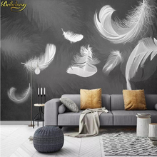 Beibehang personalizado foto mural papel de parede 3d moda moderna tv fundo decorativo preto branco pena pintura 2024 - compre barato
