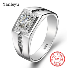 Yanleyu Fashion Man Wedding Bands Ring Solid 925 Sterling Silver AAA Cubic Zircon CZ Engagement Rings for Men Jewelry Gift PR129 2024 - buy cheap