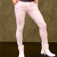Men's Plus Size Lycra Elastic Pencil Pants Hair Stylist Tight Leg Trousers Casual Soft Pants Nightclub Slim Boots Pants Gay Wear 2024 - buy cheap
