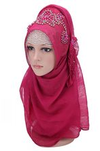 Hijab turco con cuentas para mujer, de chifón hijab de alta calidad, diseño a la moda, estilo islámico, 7 colores 2024 - compra barato