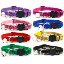 Pet Cat Collar With Bell  Fashion Adjustable Safety Casual Sequin Puppy Kitten Collar Neck Strap Cat Accessories Pet Supplies 2024 - buy cheap