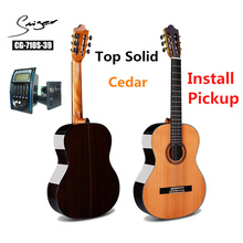 Guitarra Eléctrica acústica superior de Cedro sólido, cuerda de nailon de 39 pulgadas, 6 cuerdas, pastilla de instalación, palisandro 2024 - compra barato