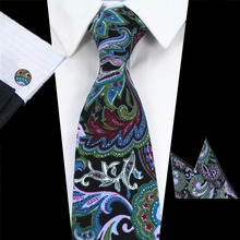 GUSLESON 100% Cotton Mens Tie Set Floral Neck Tie Handkerchief Cufflinks 8cm Classic Wedding Paisley Ties for Men Suits Corbatas 2024 - buy cheap