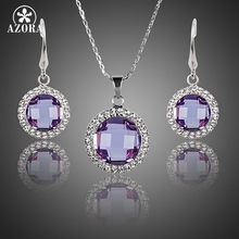 AZORA-pendientes y colgante de cristal austriaco, conjunto de joyería elegante y redondo, púrpura, Stellux, TG0185 2024 - compra barato