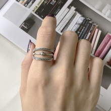 Plata de Ley 925 auténtica anillos de Tres capas para nudillos para mujer, anillos de cóctel Retro de moda, anillos joyas apilables, regalos 2024 - compra barato