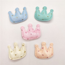 50pcs/lot 3.8*3cm Mesh Crown Padded Appliques for Children Headwear Hair clip Accessories and Garment Accessories 2024 - buy cheap