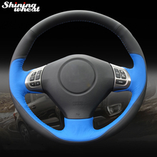 Cubierta de volante de cuero negro y azul brillante para Subaru Forester 2008-2012 Impreza 2008-2011 Legacy 2008-2010 Exiga 2 2024 - compra barato