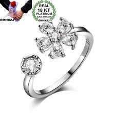 OMHXZJ Wholesale Personality Fashion OL Woman Girl Party Wedding Gift White Flower Open AAA Zircon 18KT White Gold Ring RN81 2024 - buy cheap
