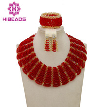Generous Orange African Statement Beads Jewelry Set Women Costume Collar Necklace Beaded Jewellery Set Free Shipping QW106 2024 - buy cheap