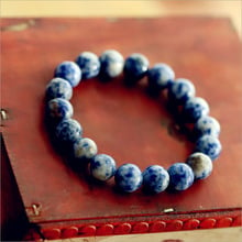 Pulseiras de miçangas masculinas, pulseiras de pedra natural azul, braceletes para mulheres, joias, presente de boa sorte 2024 - compre barato
