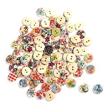ANGRLY-patrón de dibujo multicolor de 50 Uds., 2 agujeros, botones de costura de madera, caja de regalo de boda, cajas de dulces (colores mezclados) 2024 - compra barato