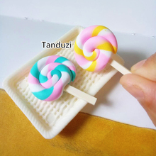 Wholesale 100PCS Cute Polymer Clay Rainbow Lollipop Cabochon Candy Lollipop Miniature Food Decoden DIY 2024 - buy cheap