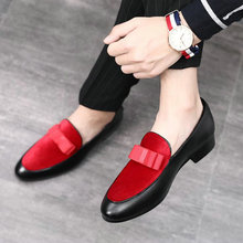 Male Flats Casual Slip on Shoes Leather Loafers Men Formal Shoes Bowknot Wedding Dress Men casual Flat shoes A57-27 2022 - buy cheap