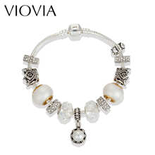 VIOVIA 2019 Dropshipping Series Charm Bracelet For Women Crystal Beads Fit Original Bracelet&Bangles Girl Bijoux De Dames B16167 2024 - buy cheap