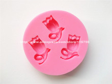 New! Free Shipping 3 Tulips Shaped Silicone Mold Cake Decoration Fondant Cake 3D Mold Food Grade Silicone Mould 247 2024 - buy cheap