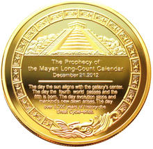 40 * 3 mm 2012 Mayan Prophecy Coin With Reverse of Sunshine Pyramid Aztec Maya Calendar 1 Oz. 24K Gold Plated Coin 2024 - buy cheap