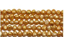 Perla Natural AAA genuina 6x7mm color naranja o dorado perlas de agua dulce barrocas perlas sueltas DIY regalo una hebra agujero aprox. 1mm 2024 - compra barato
