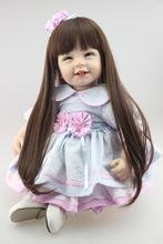 55cm Silicone Reborn Dolls Cute Smile Dolls Christmas Kids Gifts Brinquedos Kids's Birthday Dolls Long Hair Princess Doll 2024 - buy cheap