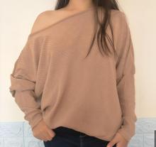 Suéter feminino manga morcego orvalho, nova moda sensual primavera/outono/inverno 2019, roupas femininas sólidas 2024 - compre barato