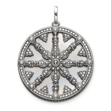 Silver Plated Zirconia & Mother-of-pearl Disc Wheel of Karma Pendants Fit Chains Necklaces, Most Fashion Jewelry for Women Men 2024 - buy cheap