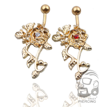 Sexy Golden Flower Dangle Navel Belly Button Rings Piercing Surgical Steel Belly Dance Bars Body Jewelry Piercing Barbell 2024 - buy cheap