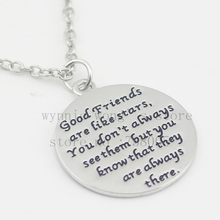2016 hand stamped Jewelry"Good Friends Are Like Stars"Disc and Star Friendship Pendant Necklace good friend Jewelry 2024 - buy cheap