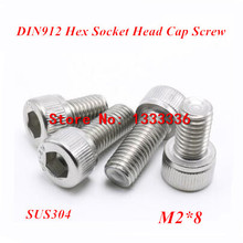 Tornillo de cabeza hexagonal, 500 piezas, M2 x 8, DIN912 304, tornillo de cilindro Allen de acero inoxidable, tornillos de copa 2024 - compra barato