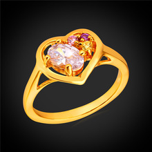 Золотые кольца в форме сердца, обручальные кольца золотого цвета с фианитом для женщин, Модная бижутерия, новинка 2016, R1641 2024 - купить недорого
