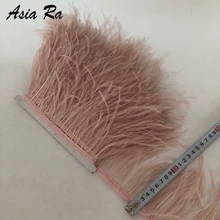 10m 13-15cm couro rosa pena corinas de avestruz pena para artesanato fita franja para saia decoração de casamento renda 2024 - compre barato