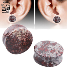 Novo produto vermelho brecciated pedra tampão de ouvido medidores da orelha expansor de ouvido body piercing joia alargador de orelha 2024 - compre barato